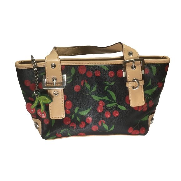 XOXO Bags Xoxo Black Red Cherry All Over Print Cherry Purse Charm